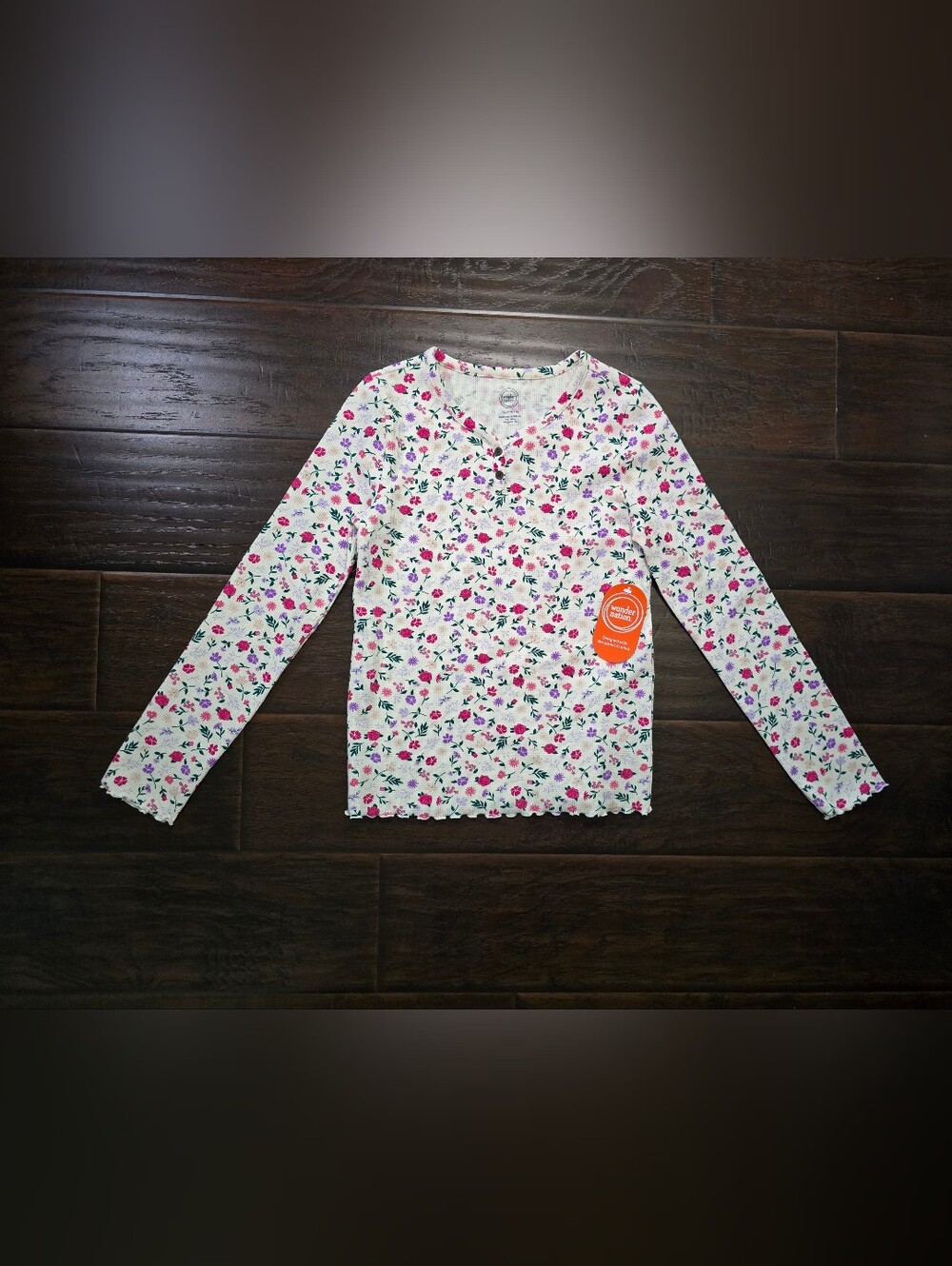 NWT Wonder Nation Girls Floral Long Sleeve Textured Top XL